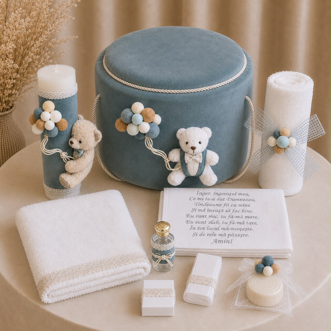 Trusou de botez Teddy Petrol – Maison Bébé