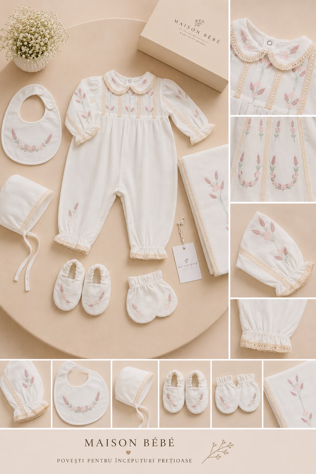 Set nou-născut Rose Petal – 6 piese | Maison Bébé