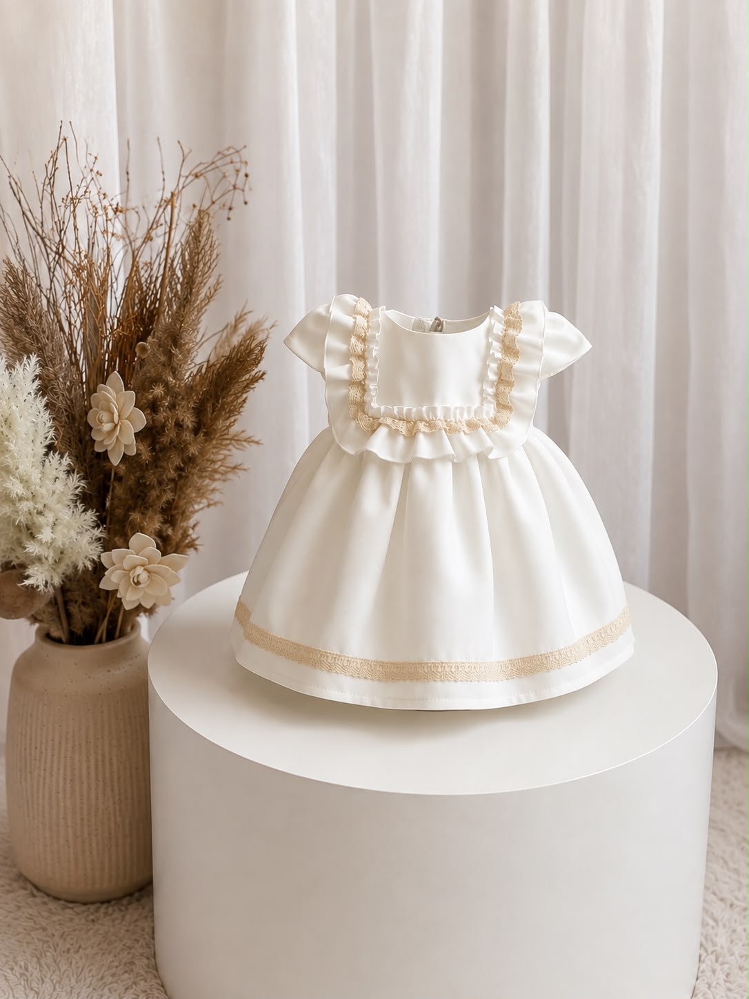 Rochiță elegantă pentru fetiță cu Volănașe și Dantelă