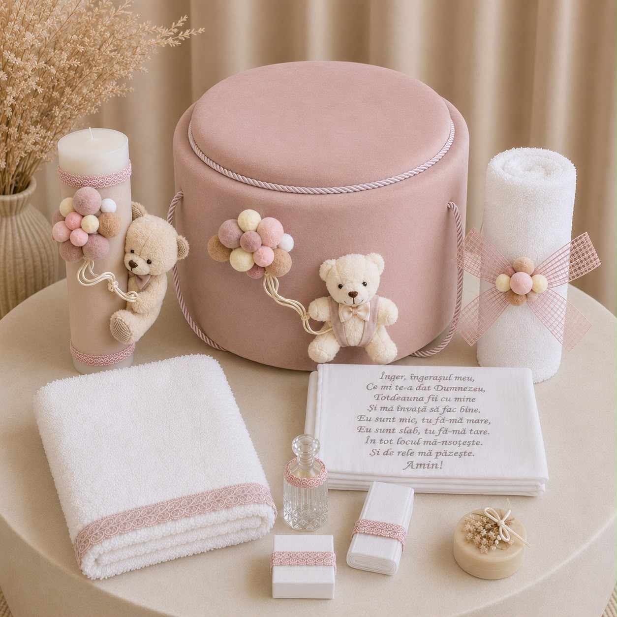 Trusou de botez Ursuleț Rose Pastel – Maison Bébé