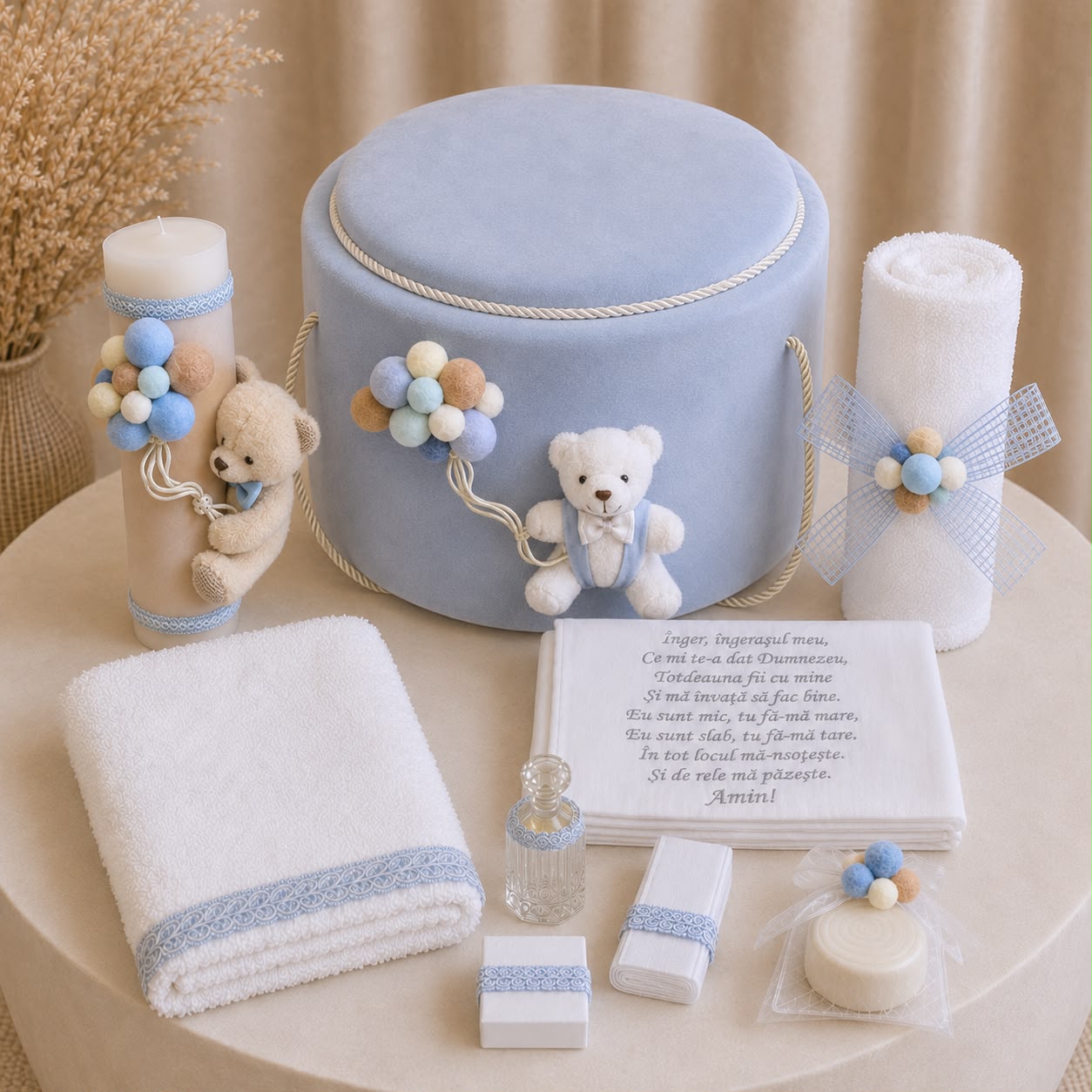 Trusou de botez Ursuleț Bleu Pastel – Maison Bébé