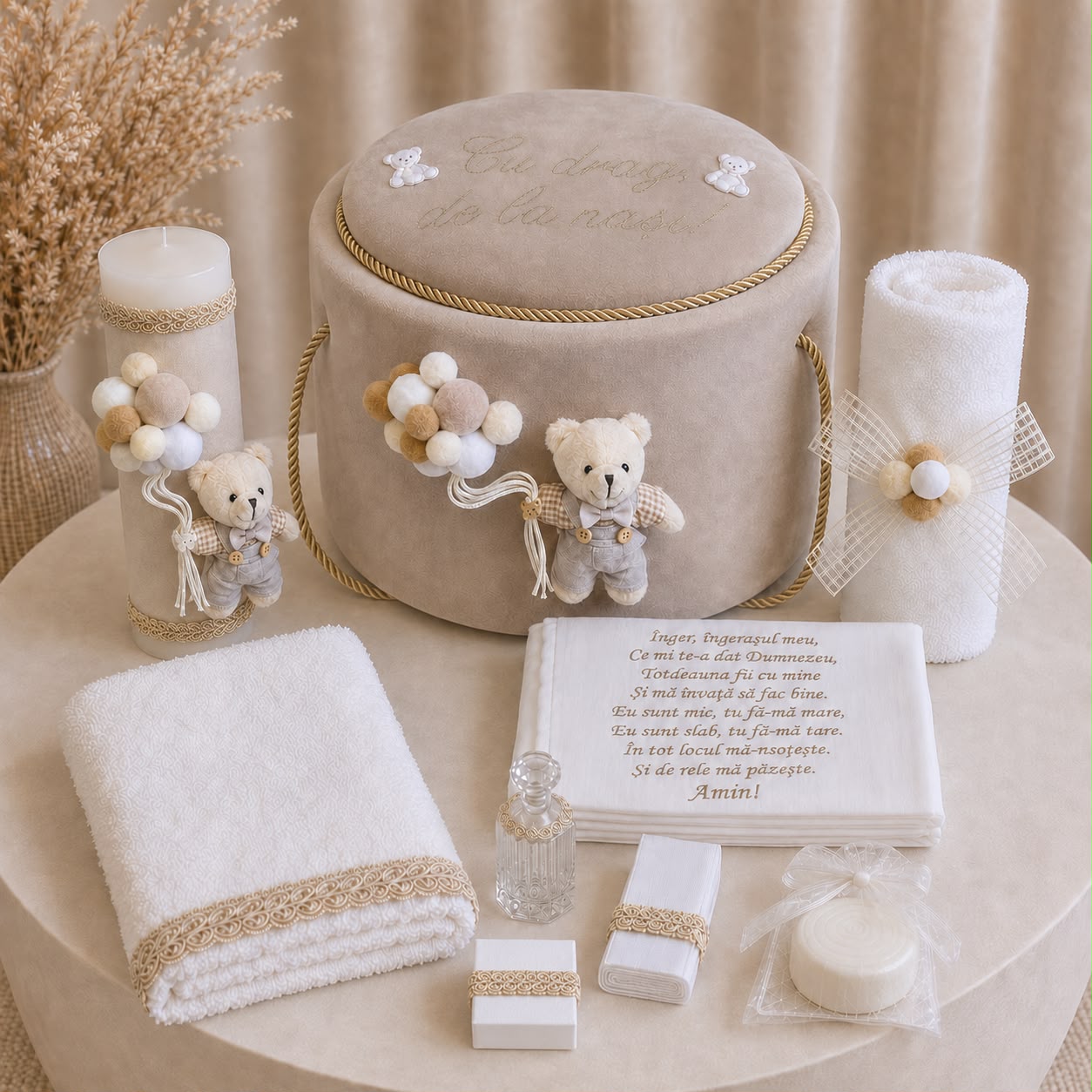 Trusou de botez Ursuleț Beige – Maison Bébé